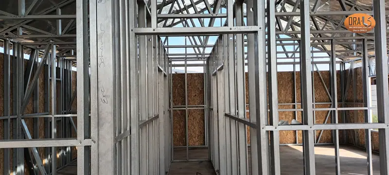 Residential house interior walls using ORALS-supplied structural systems and materials