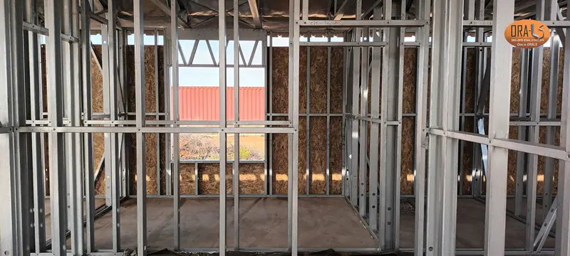 Residential house interior walls using ORALS-supplied structural systems and materials